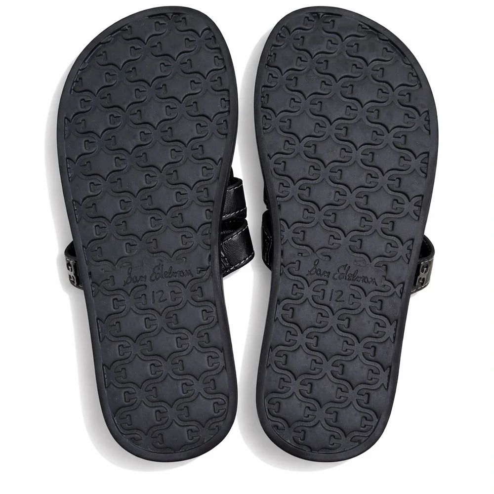 Sam Edelman Valeri Mini Black Leather Slide Sandals Toddler Girls 12 NWT - Picture 5 of 5